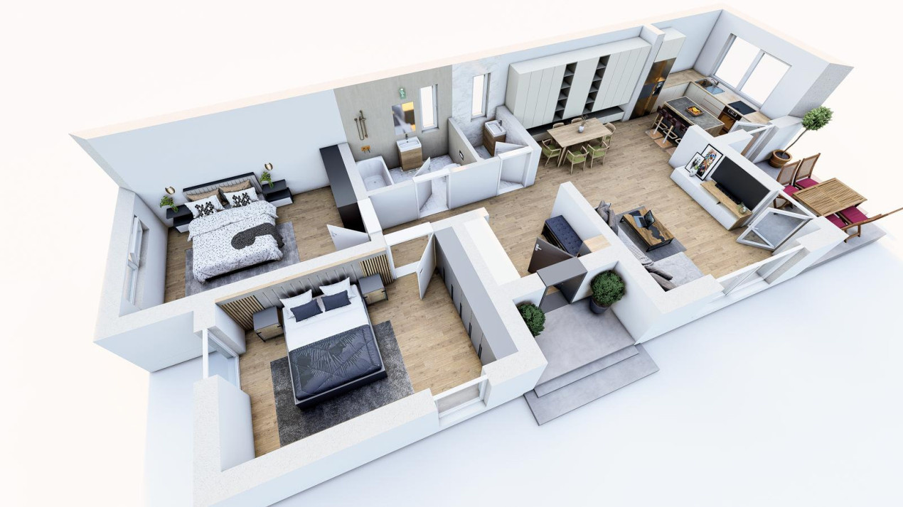 Super pret! Ansamblu de case stil mediteranean 3 camere zona centrala