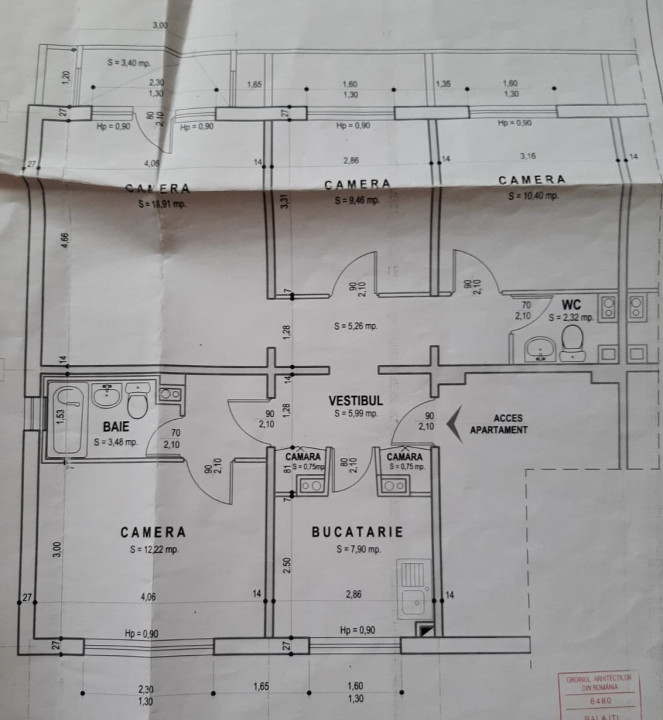 Apartament cu 4 camere, decomandat, suprafață utilă 77 mp, Ioșia-Nord