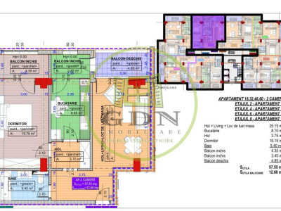 Apartament 2 camere, open-space, 71.25mp, cartier Cornitoiu, zona Liceul Bibescu