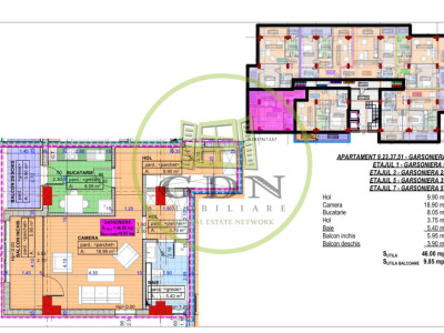 Garsoniera, decomandata, 55.85mp, cartier Cornitoiu, zona Liceul Bibescu