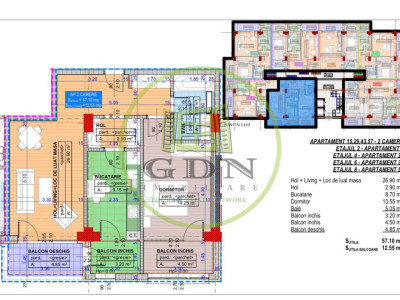 Apartament 2 camere, decomandat, 70.80mp, cartier Cornitoiu, zona Liceul Bibescu
