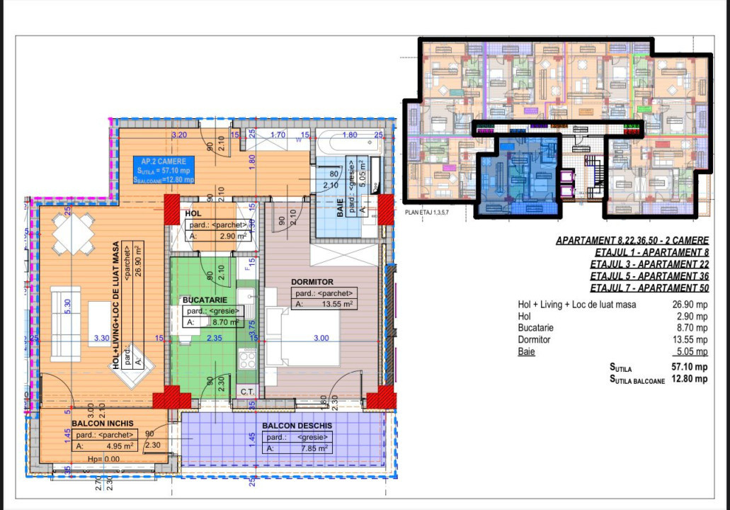 Apartament, 2 camere, decomandat, 69.9mp, Cartier Cornitoiu, zona Liceul Bibescu