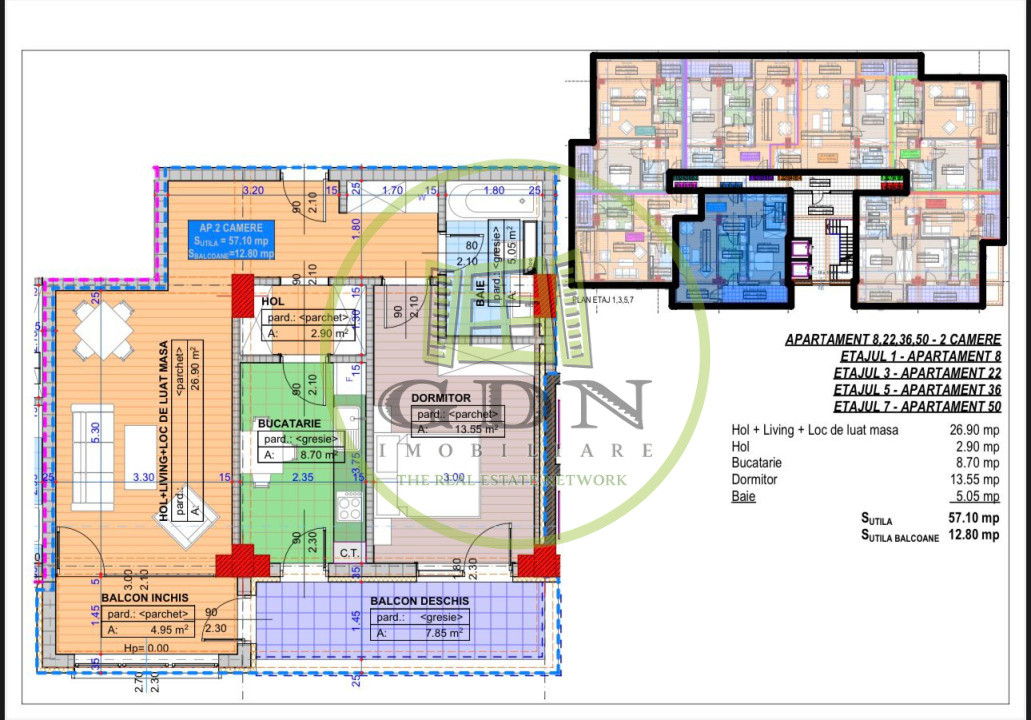 Apartament, 2 camere, decomandat, 69.9mp, Cartier Cornitoiu, zona Liceul Bibescu