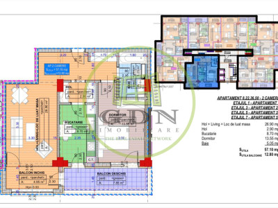 Apartament, 2 camere, decomandat, 69.9mp, Cartier Cornitoiu, zona Liceul Bibescu