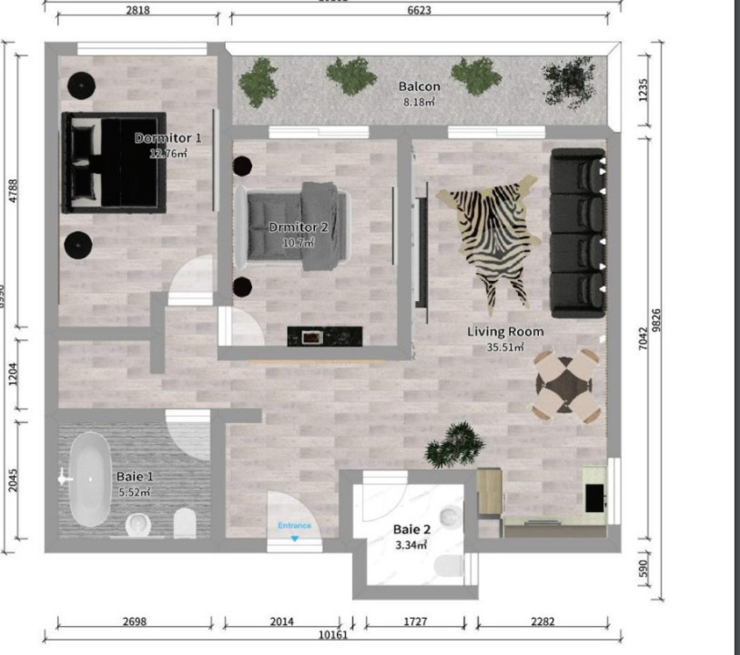 Apart.3 cam, bloc Complex Charm, Ultracentral, supraf.utilă 59,24mp