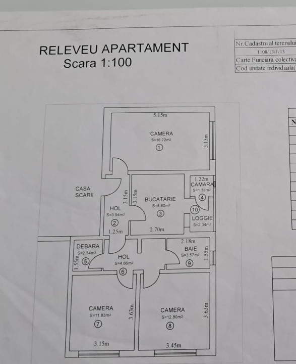 Apartament de vânzare –3 camere | 70 mp | strada Negoveanu