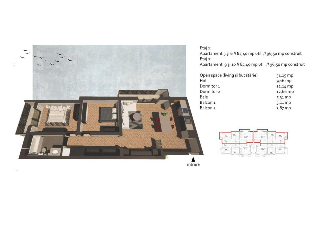 Apartament de vanzare - etaj 1 - Tautii Magheraus bloc nou
