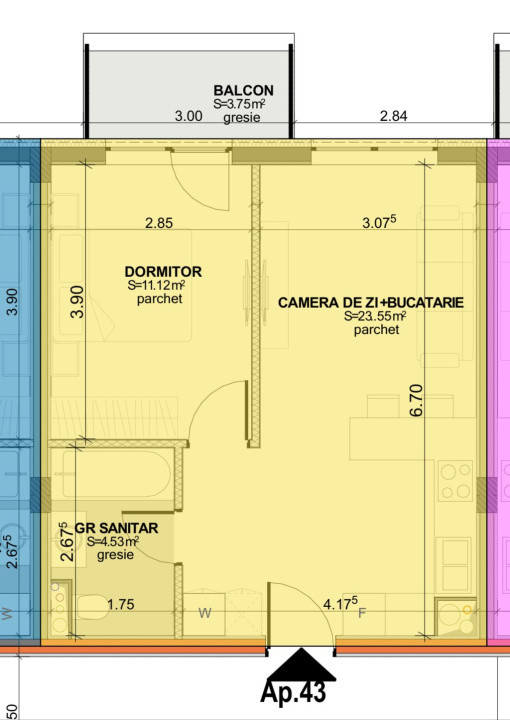 Bloc nou - de vanzare apartament cu 2 camere - Margeanului