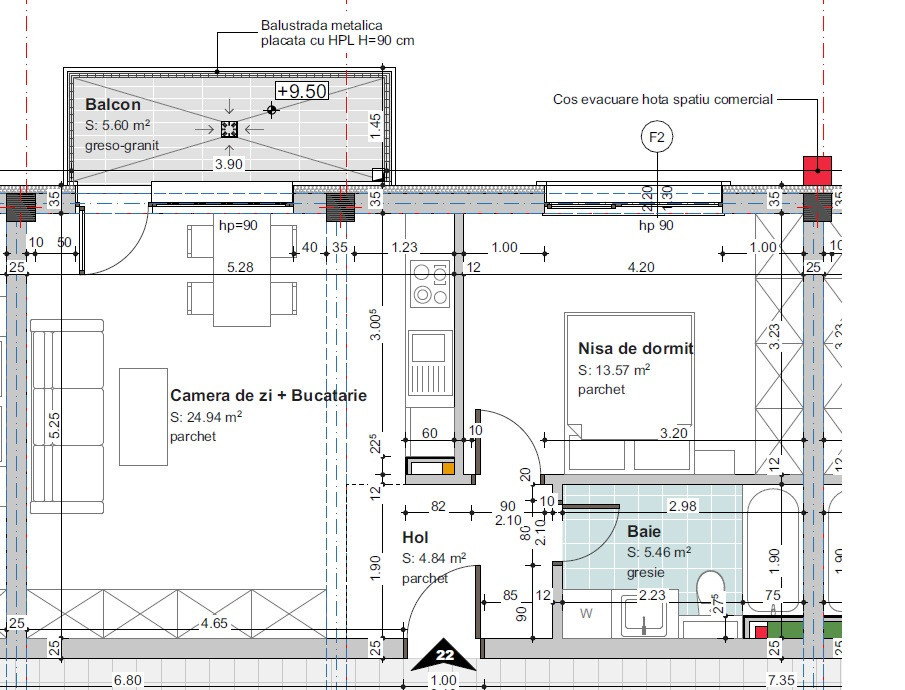 Apartament nou, 2 camere, 49 mp - Baciu, 76000 EUR