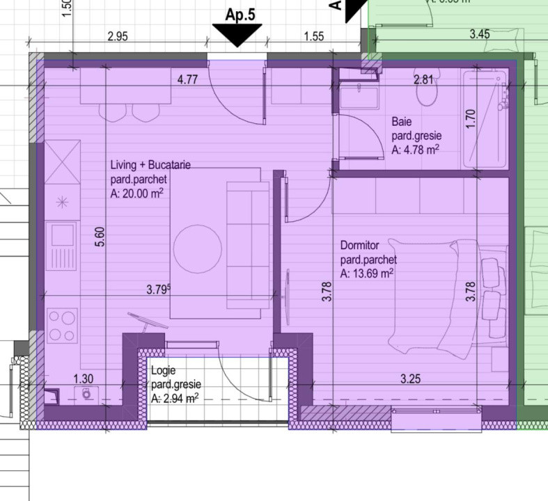 Apartement cu 2 camere de vanzare in Bloc nou - Oltului