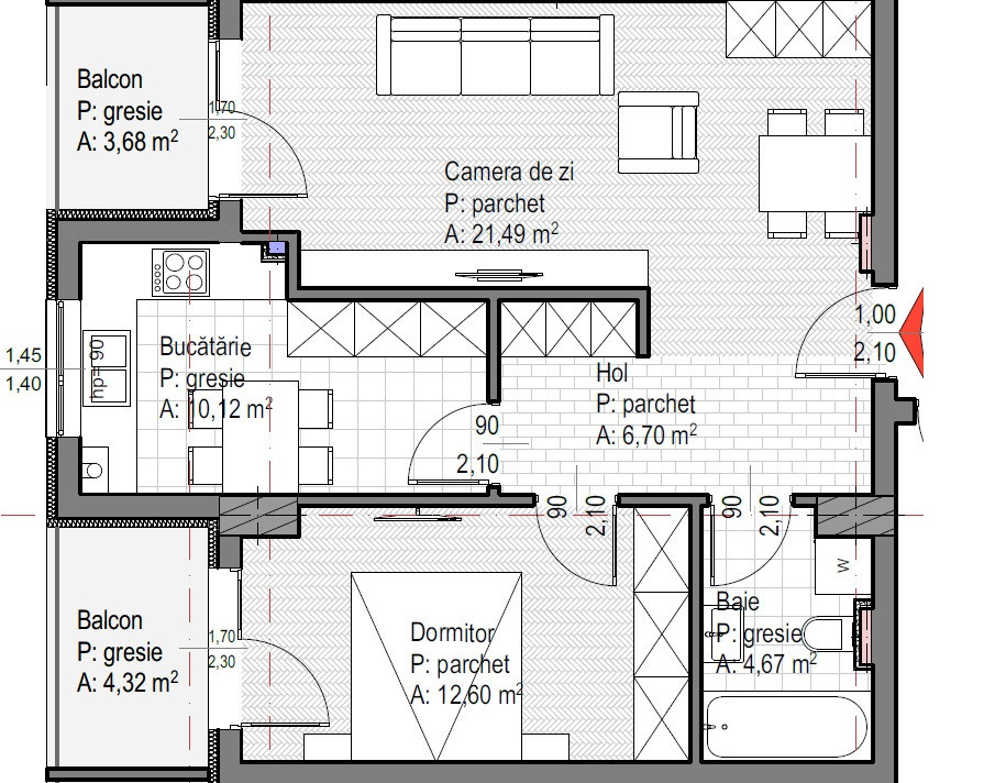 Apartament 2 camere nou finisat lângă Baza Sportivă Gheorgheni - 55,6 mp