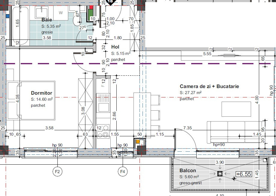 Apartament nou, la cheie, 2 camere, 52mp - Baciu, 111,300 EUR+TVA 9%