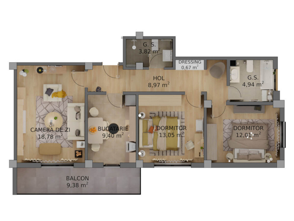 Apartament 3camere, decomandat, 81mp, Cartier Veterani, Parcul Nicolae Romanescu