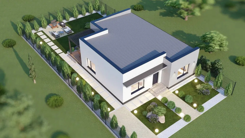 Casa plan parter, la rosu, 380 MP, 110 MP utili, Preajba