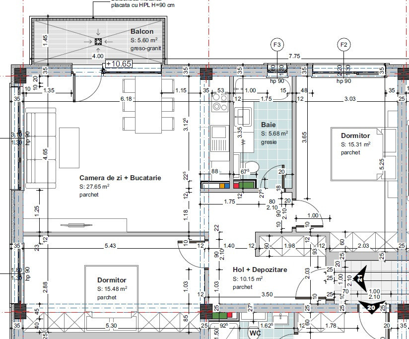 De vânzare apartament nou, finisat 3 camere, 74 mp. - Comuna Baciu 