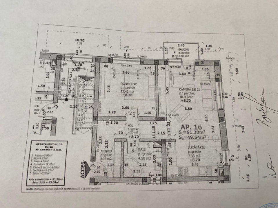 Apart 2 cam, Sânmartin, etaj 3, deține loc de parcare