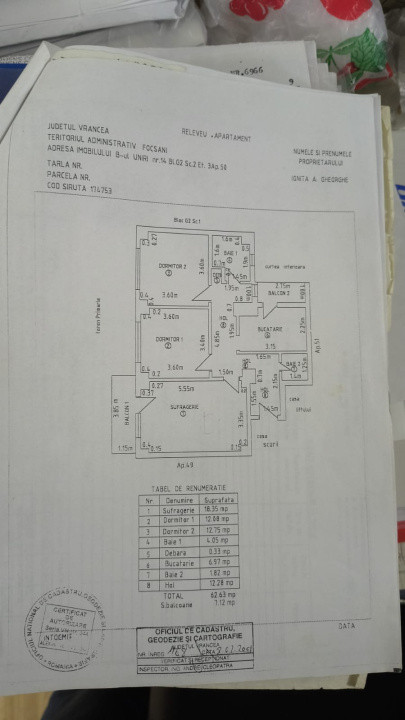 APARTAMENT DE VANZARE, 3 CAM,70 MP, ET 3