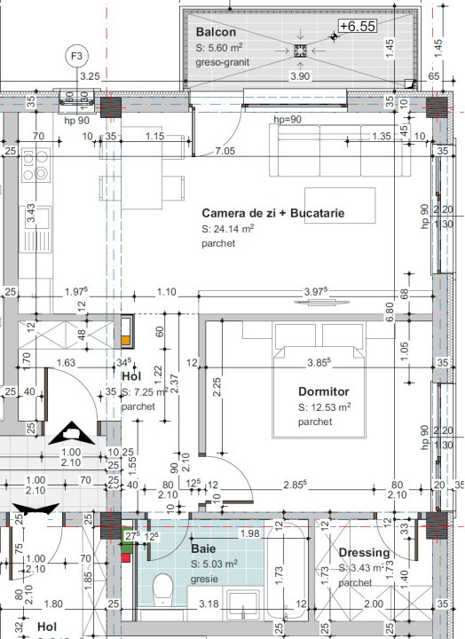 Apartament excepțional, la cheie, 2 camere, 52 mp, Baciu 