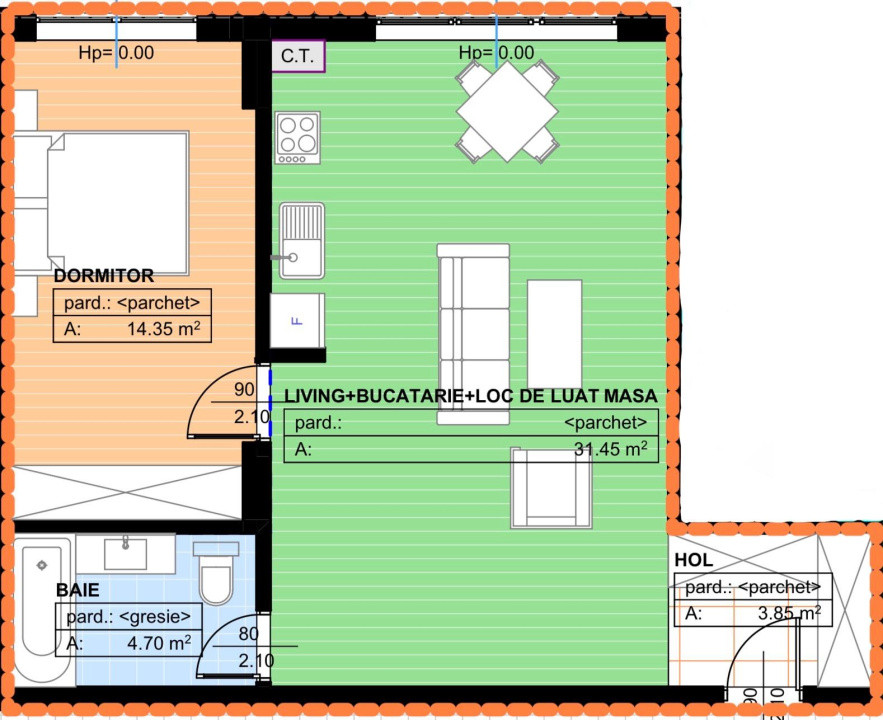 Apartament 2 camere , open-spce, 55mp, 1 Mai, Parc Nicolae romanescu 