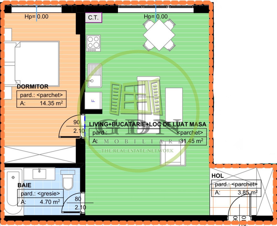 Apartament 2 camere , open-spce, 54.35mp, 1 Mai, Parc Nicolae Romanescu 