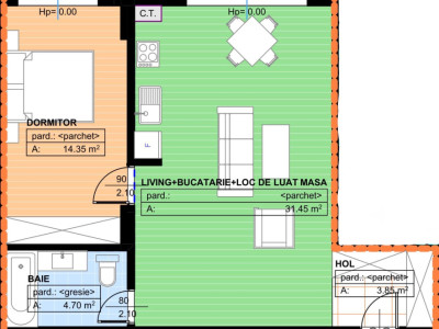 Apartament 2 camere , open-spce, 54.35mp, 1 Mai, Parc Nicolae Romanescu 