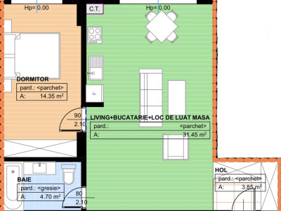 Apartament 2 camere, open-space, 54,35mp, 1 Mai, zona Parc Nicolae Romanescu 