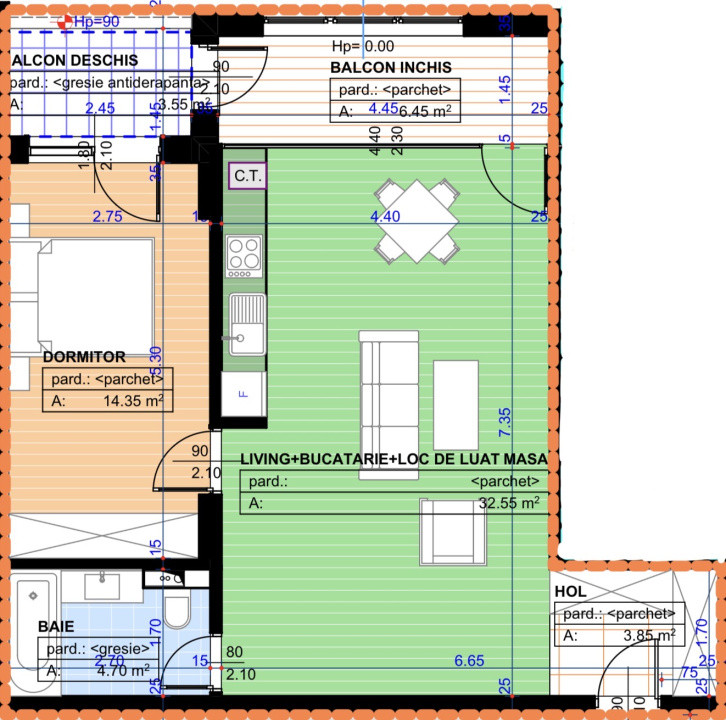 Apartament 2 camere, open-space, 67,05mp, 1 Mai, zona Parc Nicolae Romanescu 