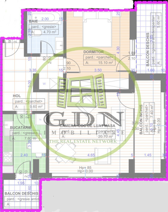 Apartament 2 camere decomandat, 70,65mp, 1 Mai, zona Parc Nicolae Romanescu. 