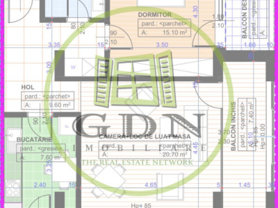 Apartament 2 camere decomandat, 70,65mp, 1 Mai, zona Parc Nicolae Romanescu. 