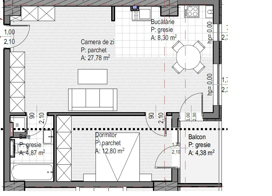 Apartament 2 camere finisat lângă Baza Sportivă Gheorgheni, 54 mp