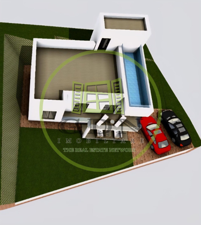 Casa moderna cu piscina suspendata, vedere panoramica in Cisnadioara.