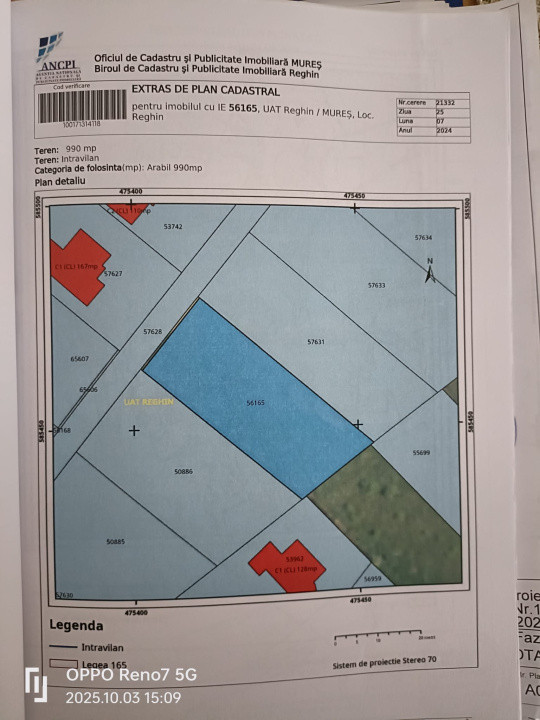 Teren de vânzare 1000 mp cu autorizație de construcție 