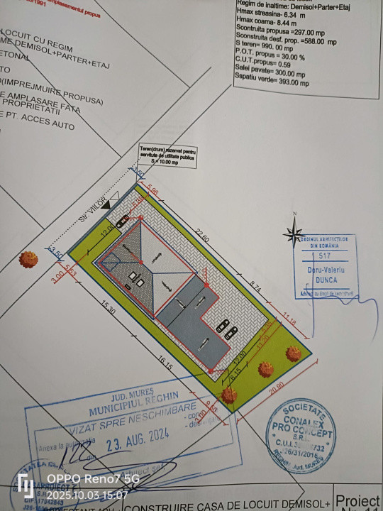 Teren de vânzare 1000 mp cu autorizație de construcție 