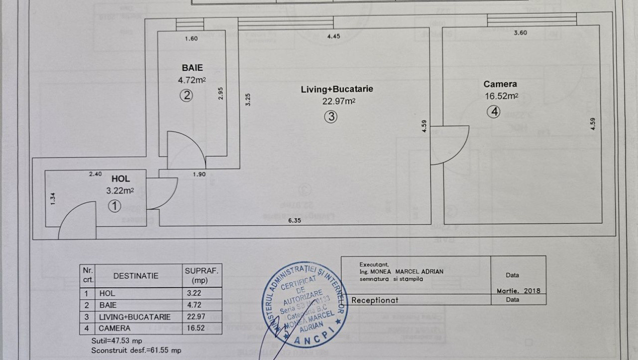 Apartament 2 camere de vânzare – | 47,53mp utili |Centru Istoric Sibiu