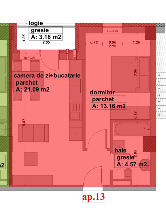 Nou - Vasile Alecsandri - 2 camere etaj 1
