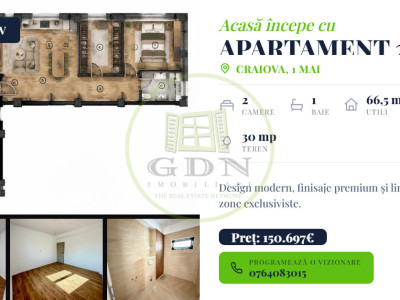 Apartament 2 camere, decomandat, 96.30 mp, cartier 1 Mai
