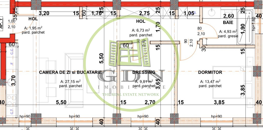 Apartament 2 camere, decomandat, 64.46mp, cartier 1 Mai, zona Braniste