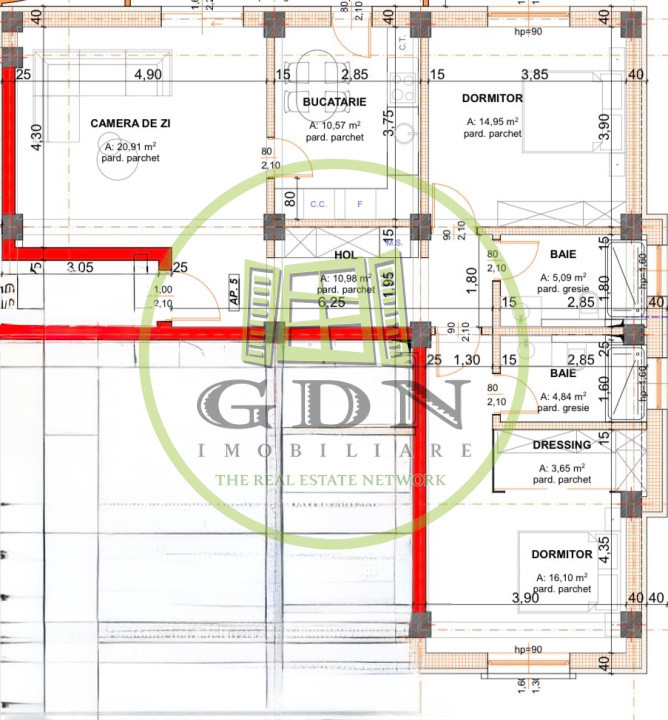 Apartament 3 camere, decomandat, 93,67 mp, cartier 1 Mai, zona Braniste 