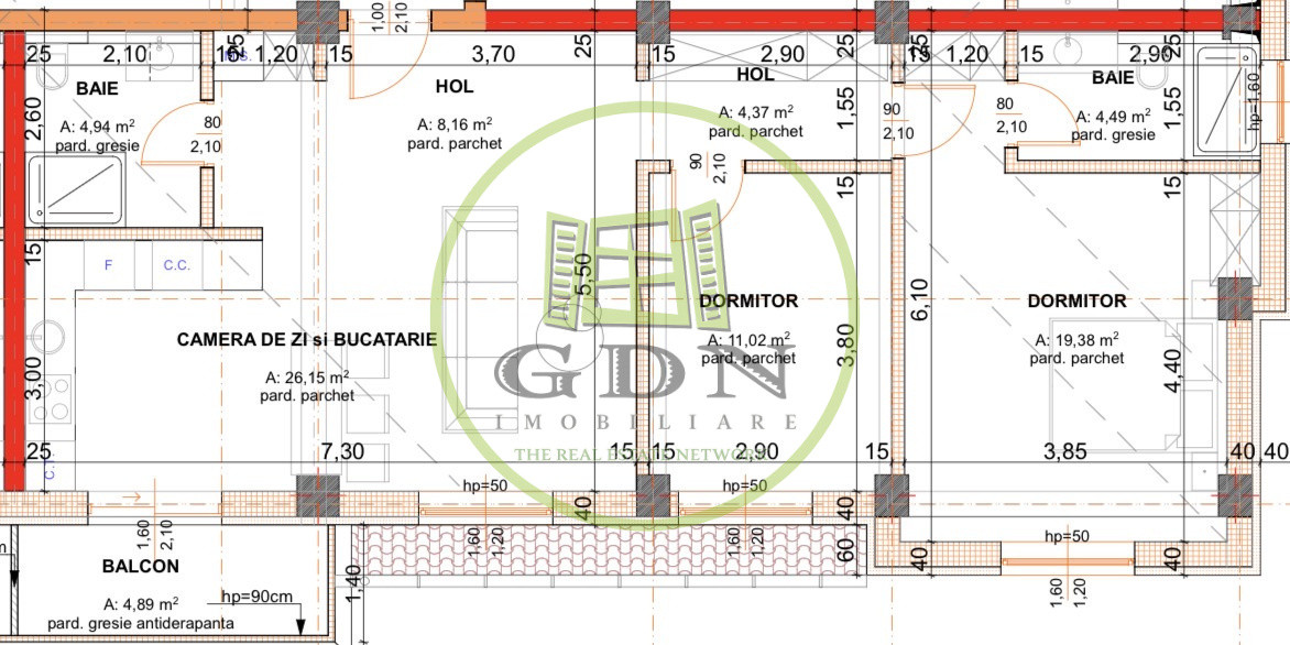 Apartament 3 camere, decomandat, 83.45mp, cartier 1 Mai, Braniste 