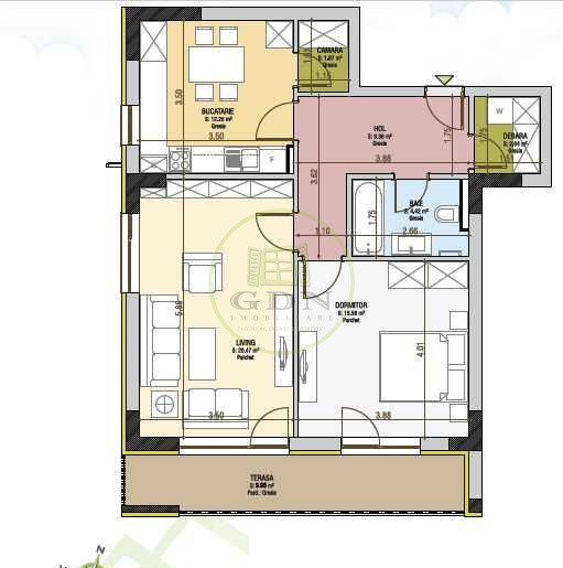 Apartament 2 camere Urban Residence (Tractorul)
