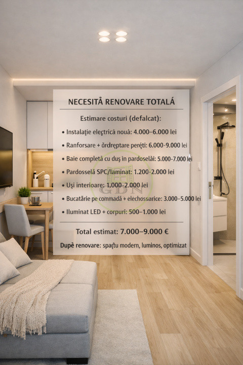 Garsonieră cu potențial – Terezian | Parter | 21 mp | De renovat complet