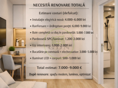 Garsonieră cu potențial – Terezian | Parter | 21 mp | De renovat complet
