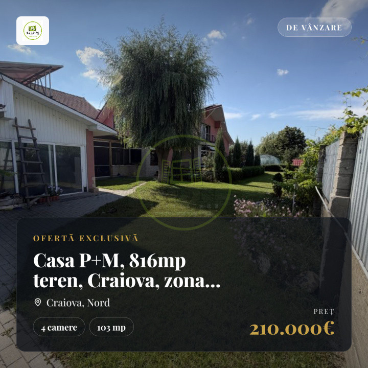 Casa P+M, 816mp teren, Craiova, zona lacul Tanchistilor