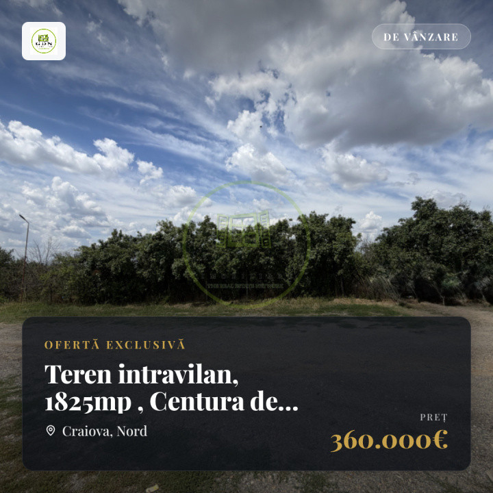 Teren intravilan, 1825mp , Centura de Nord Craiova, zona Aeroport