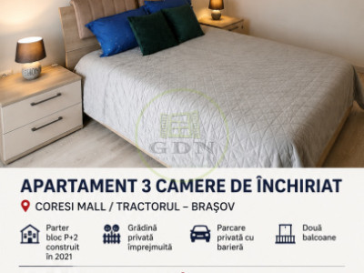 Inchiriere apartament 3 camere cu grădină Tractor Brașov