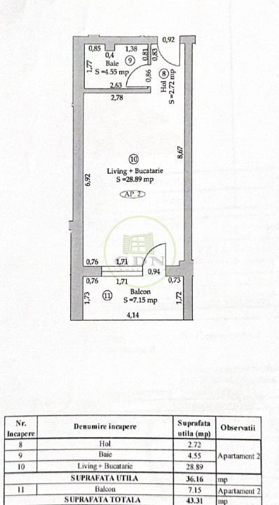 Vedere spre munti și parcare la DaVinci Homes - Apartament 1 cameră de vânzare
