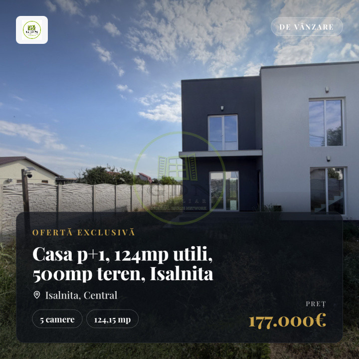 Casa p+1, 124mp utili, 500mp teren, Isalnita