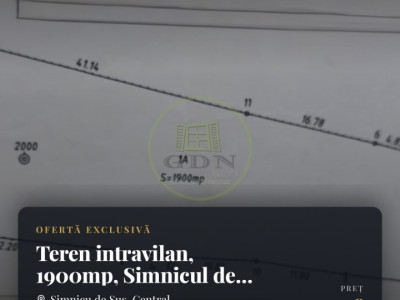Teren intravilan, 1900mp, comuna Simnicul de Sus, sat Romanesti