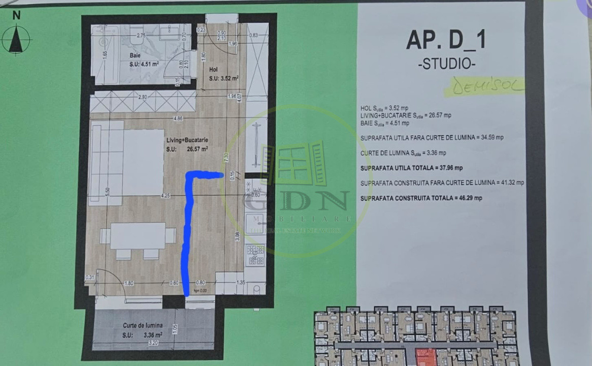 Studio | Otopeni | Demisol înalt | 2 locuri de parcare | 2026