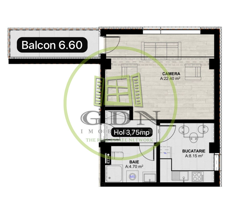 Garsoniera decomandata, 45.6mp, cartier Brazda, zona Consul 